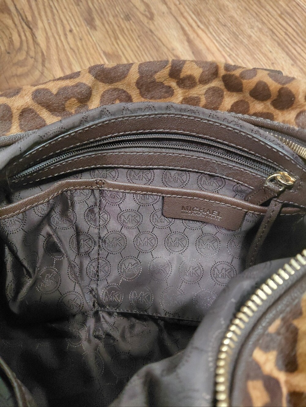 Michael Kors Brown Leopard Print Satchel Shoulder Hand Bag - Picture 9 of 13